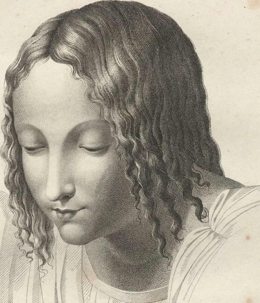 An illustration from Collections de têtes d'expressions représentant les différentes passions de l'ame : dessinées d'après les tableaux du Musée central des arts de Paris / par Jph. et Ane. Sauvage dit Lemire dédiées au citoyen Chaptel, ministère de l'Interior par J.J.F. Tassaert, 1803, leaf 23