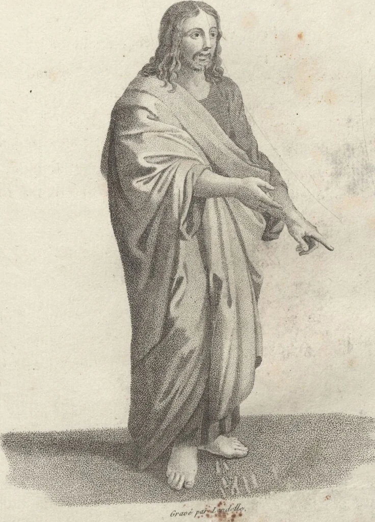 An illustration from Collections de têtes d'expressions représentant les différentes passions de l'ame : dessinées d'après les tableaux du Musée central des arts de Paris / par Jph. et Ane. Sauvage dit Lemire dédiées au citoyen Chaptel, ministère de l'Interior par J.J.F. Tassaert, 1803, leaf 55