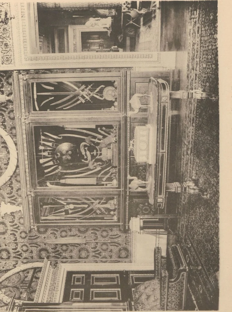 An illustration from Catalogue of the collection of Indian arms and objects of art presented by the princes and nobles of India to H.R.H. the Prince of Wales ... on the occasion of his visit to India in 1875-1876 ; now in the Indian Room at Marlborough House, 1898, leaf 12