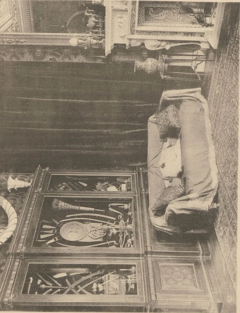 An illustration from Catalogue of the collection of Indian arms and objects of art presented by the princes and nobles of India to H.R.H. the Prince of Wales ... on the occasion of his visit to India in 1875-1876 ; now in the Indian Room at Marlborough House, 1898, leaf 13