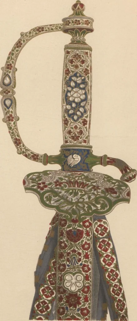 An illustration from Catalogue of the collection of Indian arms and objects of art presented by the princes and nobles of India to H.R.H. the Prince of Wales ... on the occasion of his visit to India in 1875-1876 ; now in the Indian Room at Marlborough House, 1898, leaf 23
