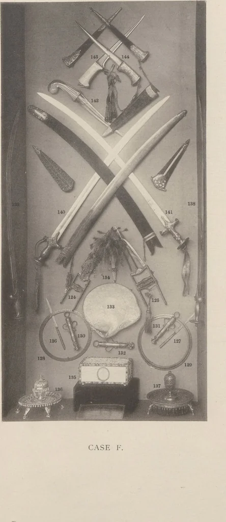 An illustration from Catalogue of the collection of Indian arms and objects of art presented by the princes and nobles of India to H.R.H. the Prince of Wales ... on the occasion of his visit to India in 1875-1876 ; now in the Indian Room at Marlborough House, 1898, leaf 51