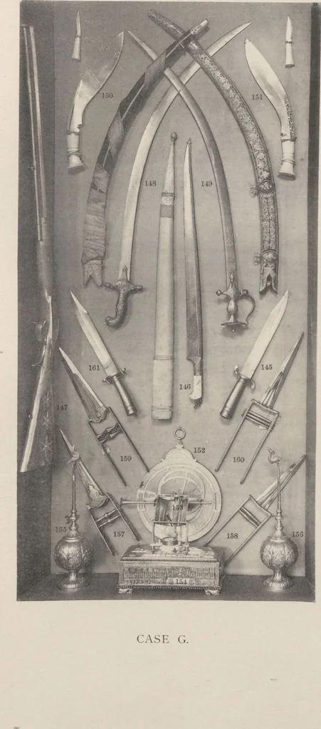 An illustration from Catalogue of the collection of Indian arms and objects of art presented by the princes and nobles of India to H.R.H. the Prince of Wales ... on the occasion of his visit to India in 1875-1876 ; now in the Indian Room at Marlborough House, 1898, leaf 52