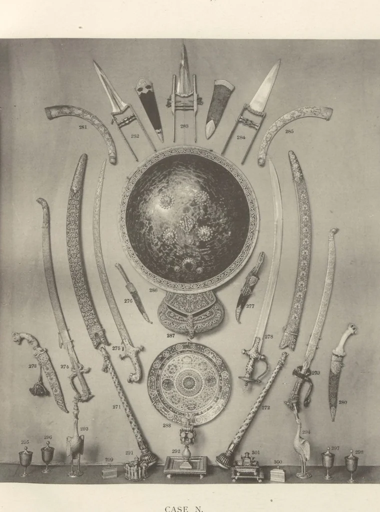 An illustration from Catalogue of the collection of Indian arms and objects of art presented by the princes and nobles of India to H.R.H. the Prince of Wales ... on the occasion of his visit to India in 1875-1876 ; now in the Indian Room at Marlborough House, 1898, leaf 59