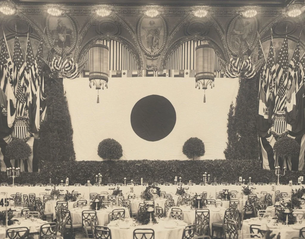 An illustration from [Decorations in the city of New York to honor and welcome the Japanese commission, Sept. 27, 28, 29, 1917 / phot. by Wurts brothers], 1917, leaf 13