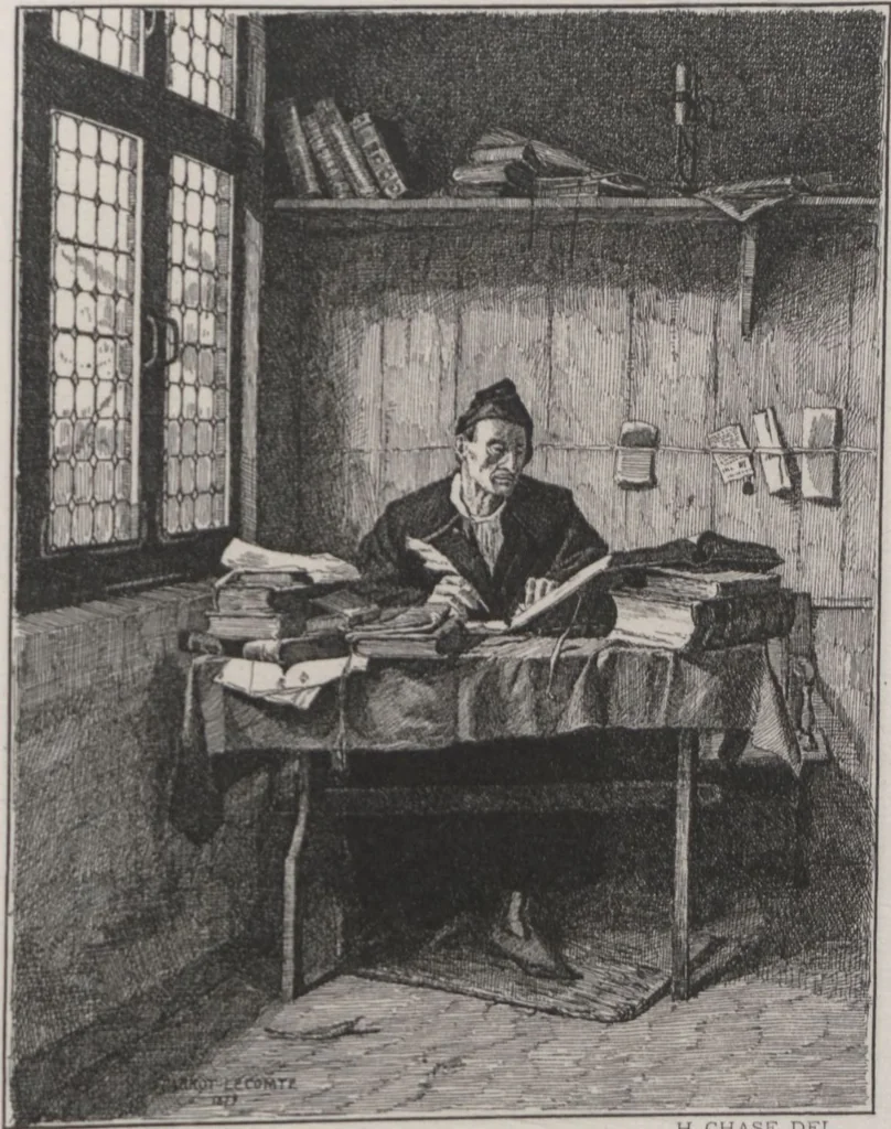 An illustration from A catalogue of [his collection of] ... paintings / ill. by Harry Chase, 1880, leaf 52