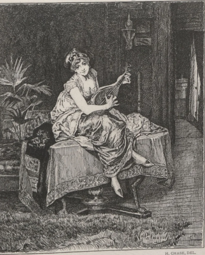 An illustration from A catalogue of [his collection of] ... paintings / ill. by Harry Chase, 1880, leaf 60