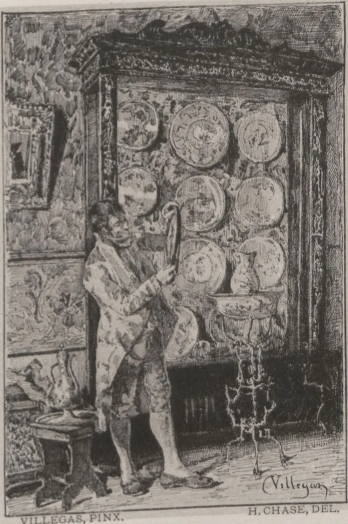 An illustration from A catalogue of [his collection of] ... paintings / ill. by Harry Chase, 1880, leaf 64