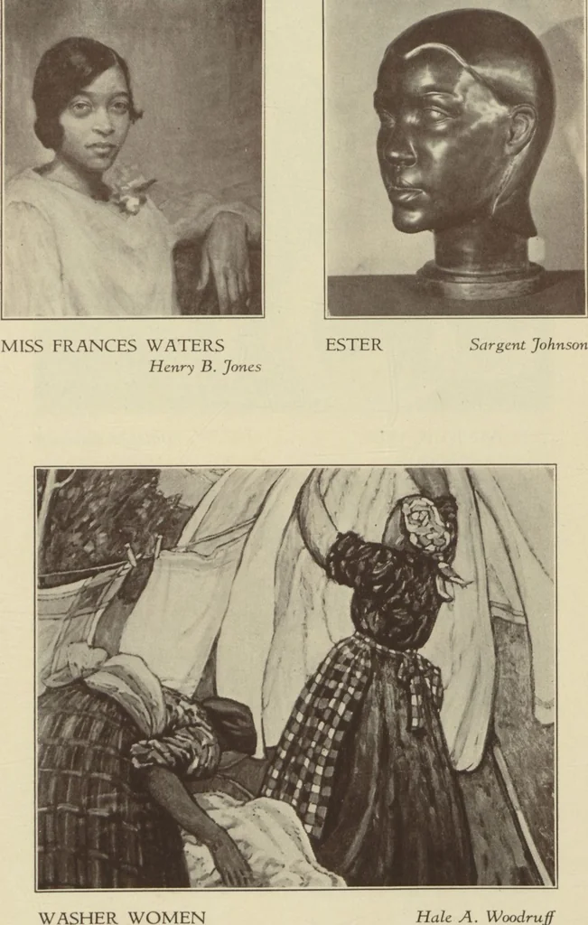 An illustration from Exhibit of fine arts by American Negro artists / presented by the Harmon Foundation and the Commission on Race Relations, Federal Council of Churches, 1930, leaf 12