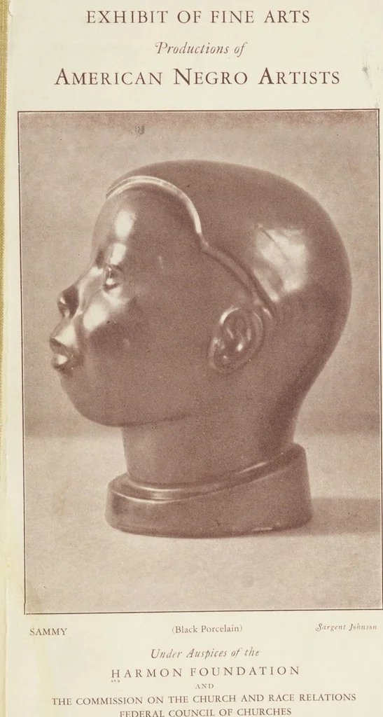 An illustration from Exhibit of fine arts : productions of American Negro artists / under auspices of the Harmon Foundation and the Commission on the Church and Race Relations, Federal Council of Churches, 1928, leaf 1