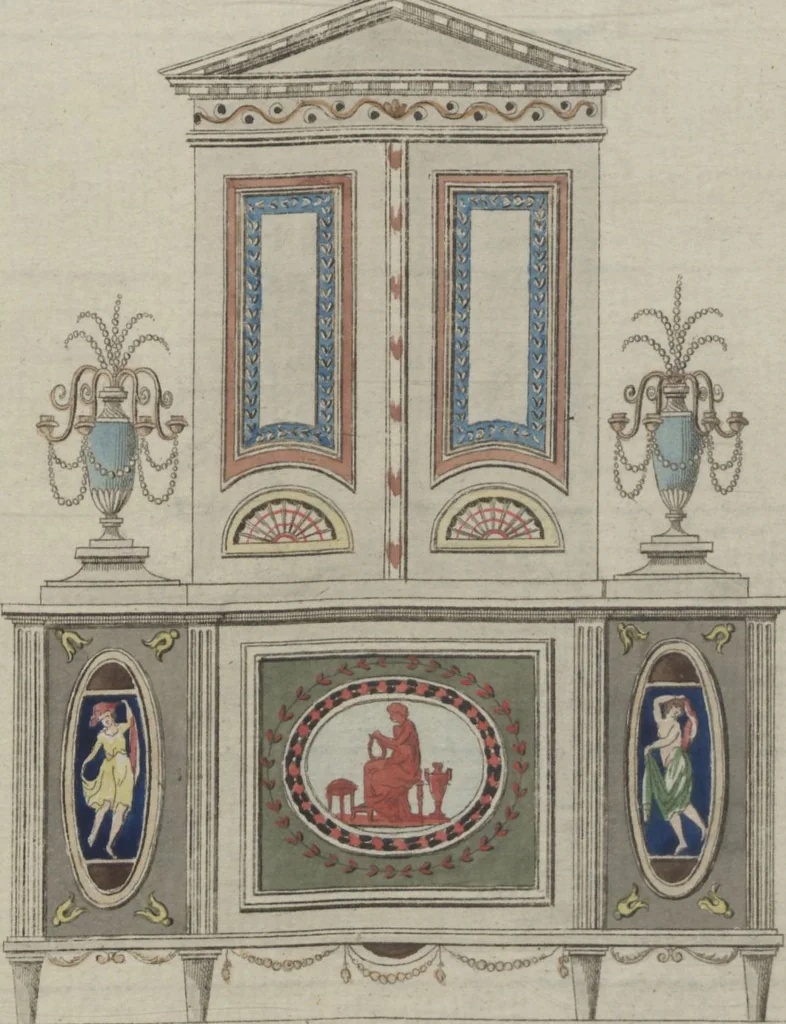 An illustration from Muster zu Zimmer-Verzierungen und Ameublements [Volume 1], 1794, leaf 19