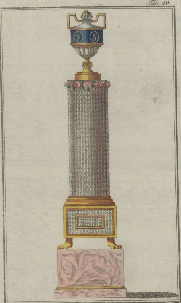 An illustration from Muster zu Zimmer-Verzierungen und Ameublements [Volume 2], 1794, leaf 43