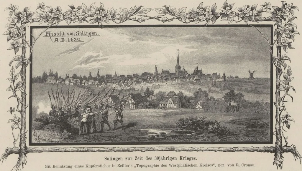 An illustration from Geschichte der Solinger Klingenindustrie / von Rudolf Cronau, 1885, leaf 43