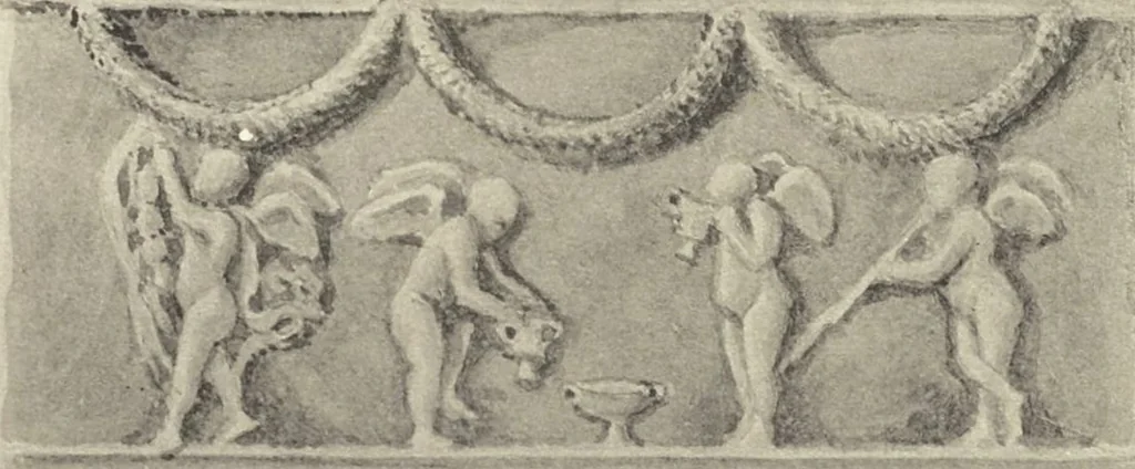An illustration from Beschreibung römischer Altertümer [volume 2] / gesammelt von Carl Anton Niessen, 1911, leaf 225