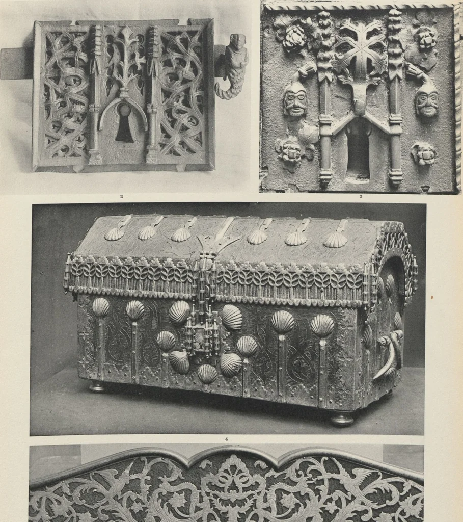 An illustration from Documents de ferronnerie ancienne du XIIe au XVIIIe siècle : recueil de 40 planches comprenant plus de 100 documents de ferronnerie monumentale et de serrurerie fine ..., 1922, leaf 21