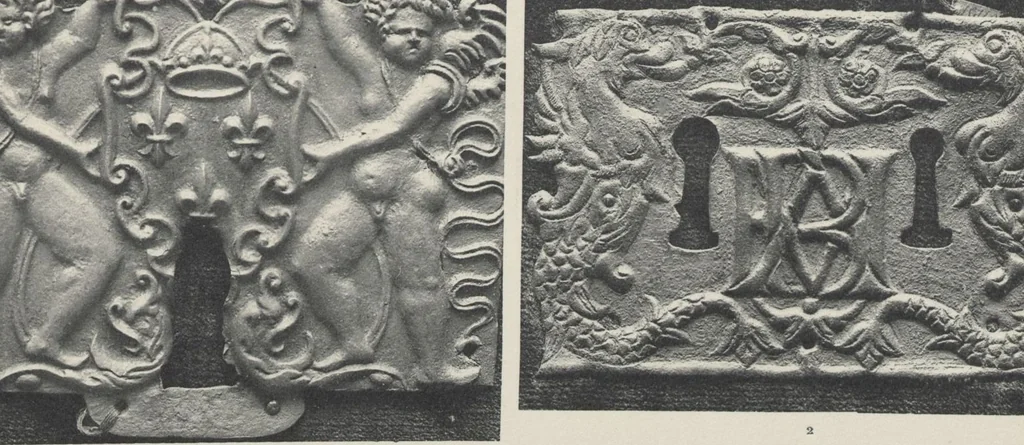 An illustration from Documents de ferronnerie ancienne du XIIe au XVIIIe siècle : recueil de 40 planches comprenant plus de 100 documents de ferronnerie monumentale et de serrurerie fine ..., 1922, leaf 31
