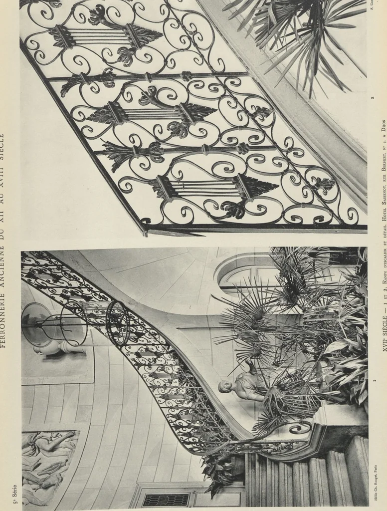 An illustration from Documents de ferronnerie ancienne du XIIe au XVIIIe siècle : recueil de 40 planches comprenant plus de 100 documents de ferronnerie monumentale et de serrurerie fine ..., 1922, leaf 36