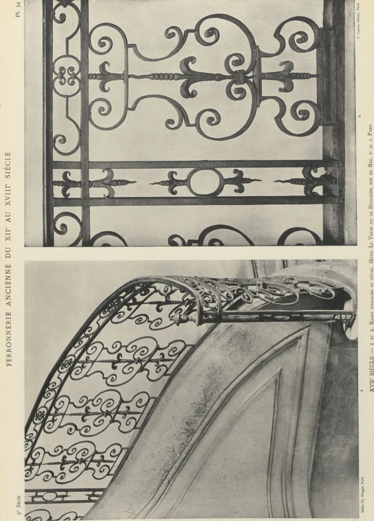 An illustration from Documents de ferronnerie ancienne du XIIe au XVIIIe siècle : recueil de 40 planches comprenant plus de 100 documents de ferronnerie monumentale et de serrurerie fine ..., 1922, leaf 38