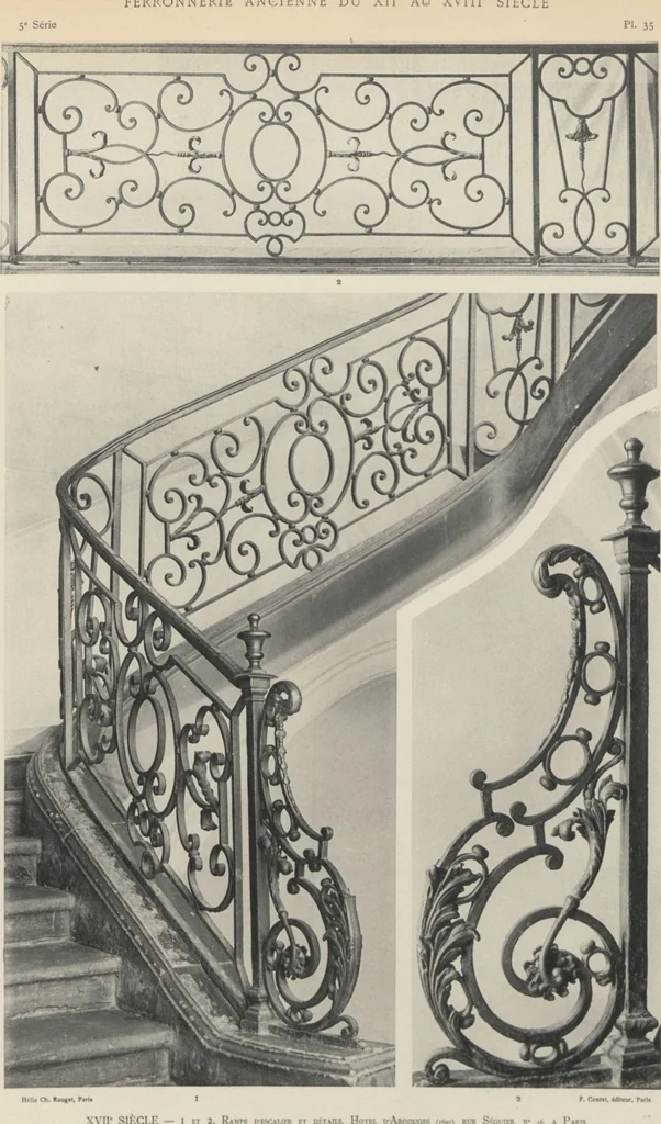 An illustration from Documents de ferronnerie ancienne du XIIe au XVIIIe siècle : recueil de 40 planches comprenant plus de 100 documents de ferronnerie monumentale et de serrurerie fine ..., 1922, leaf 39