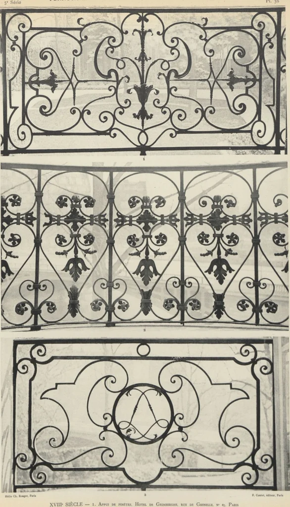 An illustration from Documents de ferronnerie ancienne du XIIe au XVIIIe siècle : recueil de 40 planches comprenant plus de 100 documents de ferronnerie monumentale et de serrurerie fine ..., 1922, leaf 40
