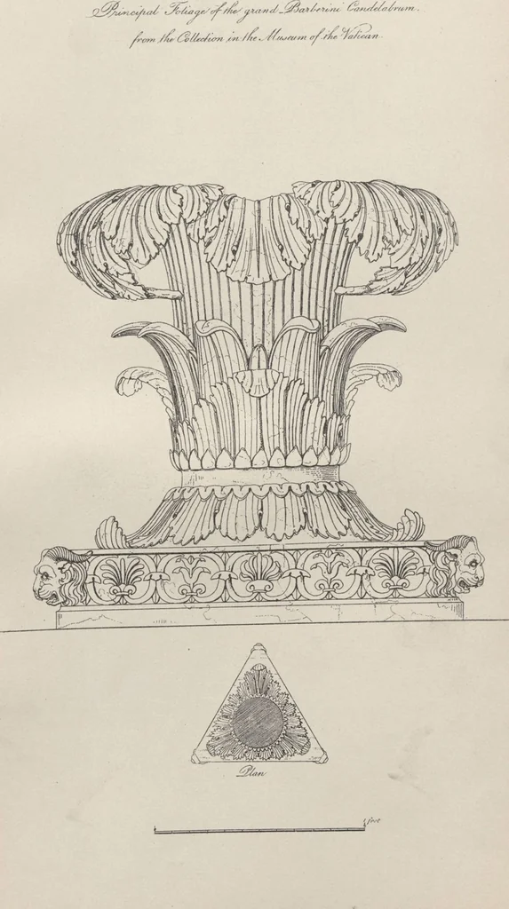 An illustration from Etchings, representing the best examples of ancient ornamental architecture : drawn from the originals in Rome, and other parts of Italy, during the years 1794, 1795 and 1796. by Charles Heathcote Tatham, architect facsimile reproduction by photo-lithography, 1890, leaf 10