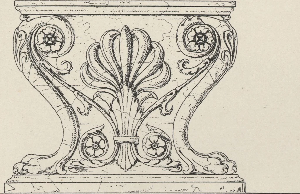 An illustration from Etchings, representing the best examples of ancient ornamental architecture : drawn from the originals in Rome, and other parts of Italy, during the years 1794, 1795 and 1796. by Charles Heathcote Tatham, architect facsimile reproduction by photo-lithography, 1890, leaf 17