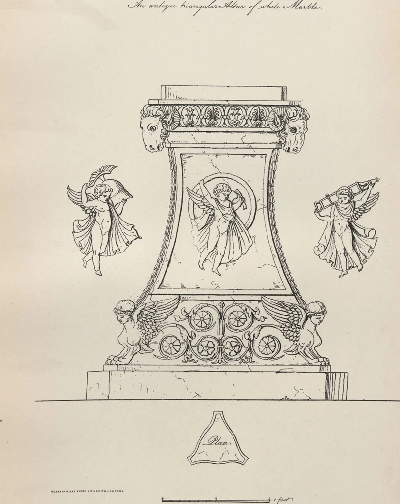 An illustration from Etchings, representing the best examples of ancient ornamental architecture : drawn from the originals in Rome, and other parts of Italy, during the years 1794, 1795 and 1796. by Charles Heathcote Tatham, architect facsimile reproduction by photo-lithography, 1890, leaf 18