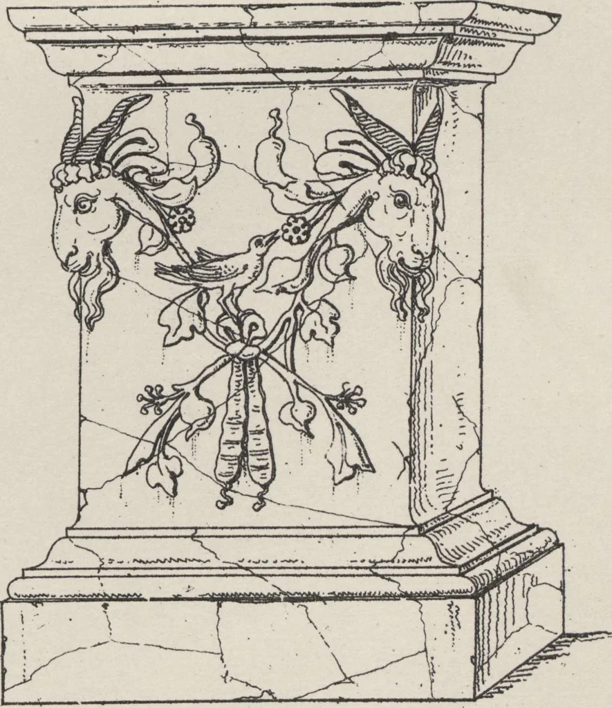 An illustration from Etchings, representing the best examples of ancient ornamental architecture : drawn from the originals in Rome, and other parts of Italy, during the years 1794, 1795 and 1796. by Charles Heathcote Tatham, architect facsimile reproduction by photo-lithography, 1890, leaf 20