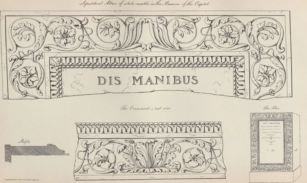 An illustration from Etchings, representing the best examples of ancient ornamental architecture : drawn from the originals in Rome, and other parts of Italy, during the years 1794, 1795 and 1796. by Charles Heathcote Tatham, architect facsimile reproduction by photo-lithography, 1890, leaf 26