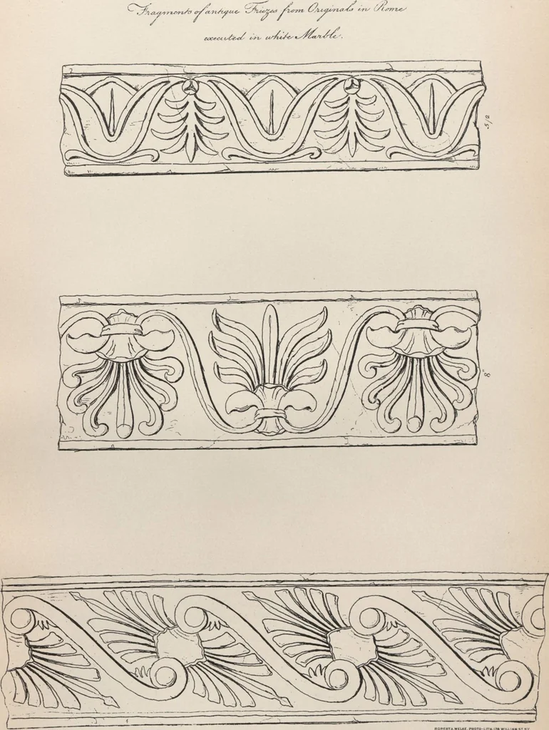 An illustration from Etchings, representing the best examples of ancient ornamental architecture : drawn from the originals in Rome, and other parts of Italy, during the years 1794, 1795 and 1796. by Charles Heathcote Tatham, architect facsimile reproduction by photo-lithography, 1890, leaf 28