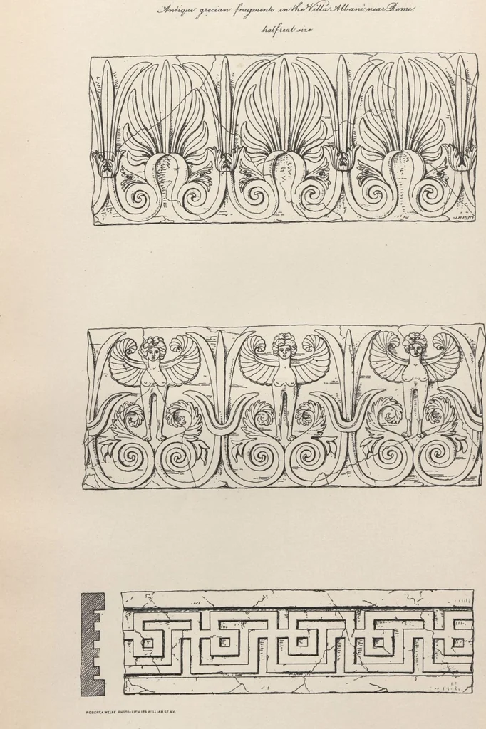 An illustration from Etchings, representing the best examples of ancient ornamental architecture : drawn from the originals in Rome, and other parts of Italy, during the years 1794, 1795 and 1796. by Charles Heathcote Tatham, architect facsimile reproduction by photo-lithography, 1890, leaf 29