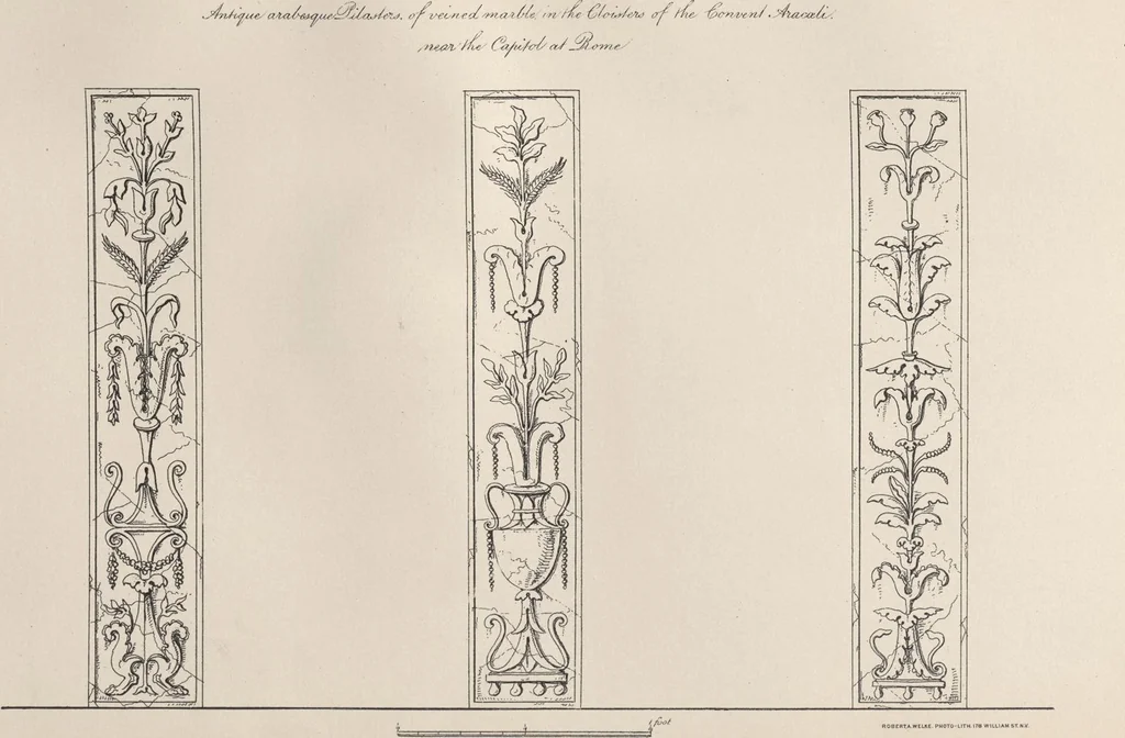 An illustration from Etchings, representing the best examples of ancient ornamental architecture : drawn from the originals in Rome, and other parts of Italy, during the years 1794, 1795 and 1796. by Charles Heathcote Tatham, architect facsimile reproduction by photo-lithography, 1890, leaf 3