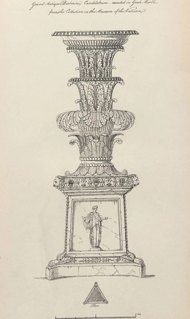 An illustration from Etchings, representing the best examples of ancient ornamental architecture : drawn from the originals in Rome, and other parts of Italy, during the years 1794, 1795 and 1796. by Charles Heathcote Tatham, architect facsimile reproduction by photo-lithography, 1890, leaf 40