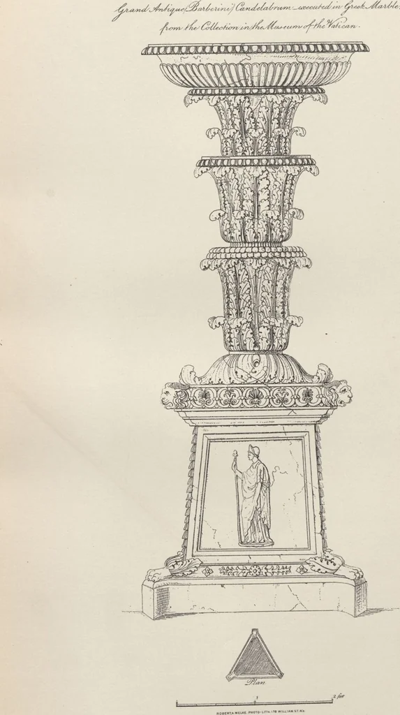 An illustration from Etchings, representing the best examples of ancient ornamental architecture : drawn from the originals in Rome, and other parts of Italy, during the years 1794, 1795 and 1796. by Charles Heathcote Tatham, architect facsimile reproduction by photo-lithography, 1890, leaf 59