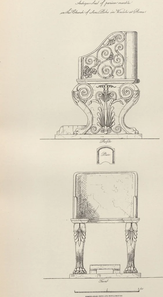 An illustration from Etchings, representing the best examples of ancient ornamental architecture : drawn from the originals in Rome, and other parts of Italy, during the years 1794, 1795 and 1796. by Charles Heathcote Tatham, architect facsimile reproduction by photo-lithography, 1890, leaf 61