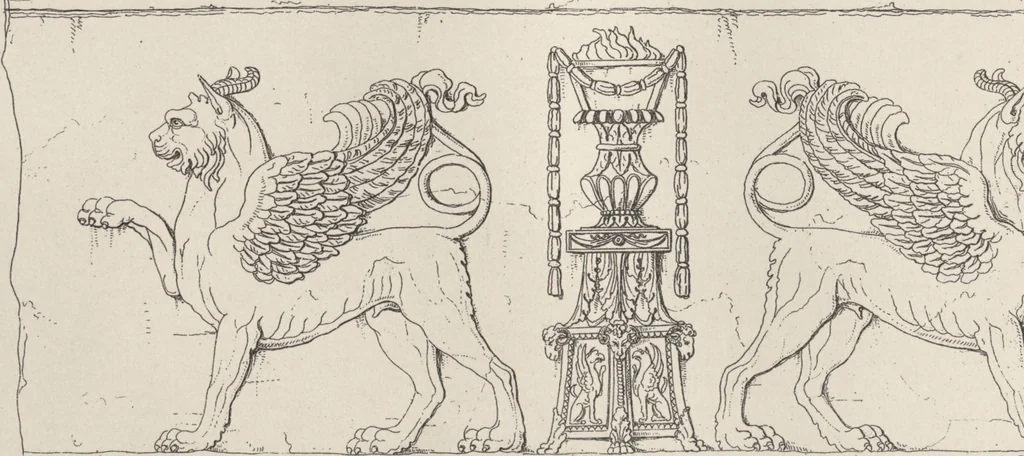 An illustration from Etchings, representing the best examples of ancient ornamental architecture : drawn from the originals in Rome, and other parts of Italy, during the years 1794, 1795 and 1796. by Charles Heathcote Tatham, architect facsimile reproduction by photo-lithography, 1890, leaf 65