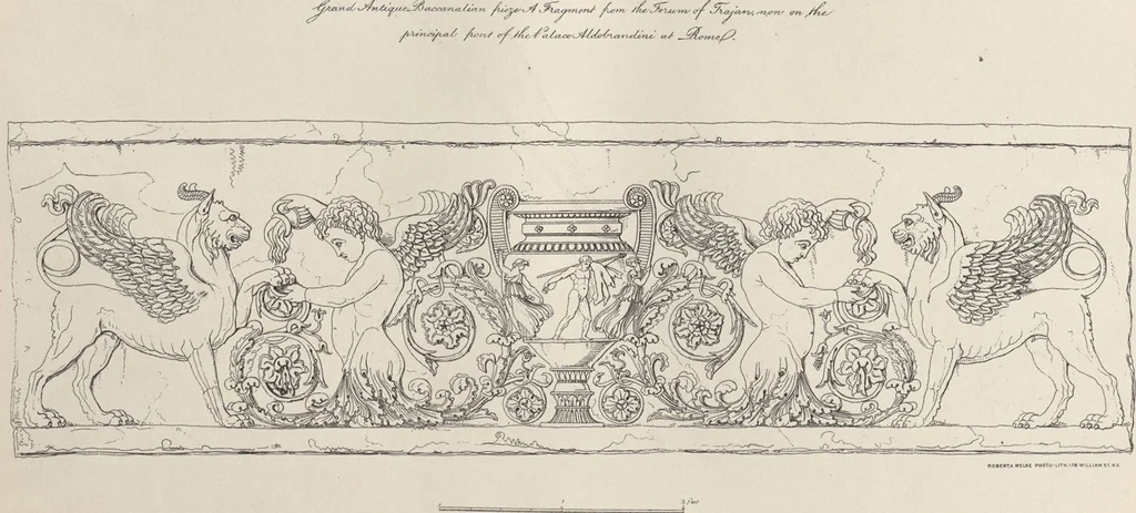 An illustration from Etchings, representing the best examples of ancient ornamental architecture : drawn from the originals in Rome, and other parts of Italy, during the years 1794, 1795 and 1796. by Charles Heathcote Tatham, architect facsimile reproduction by photo-lithography, 1890, leaf 66