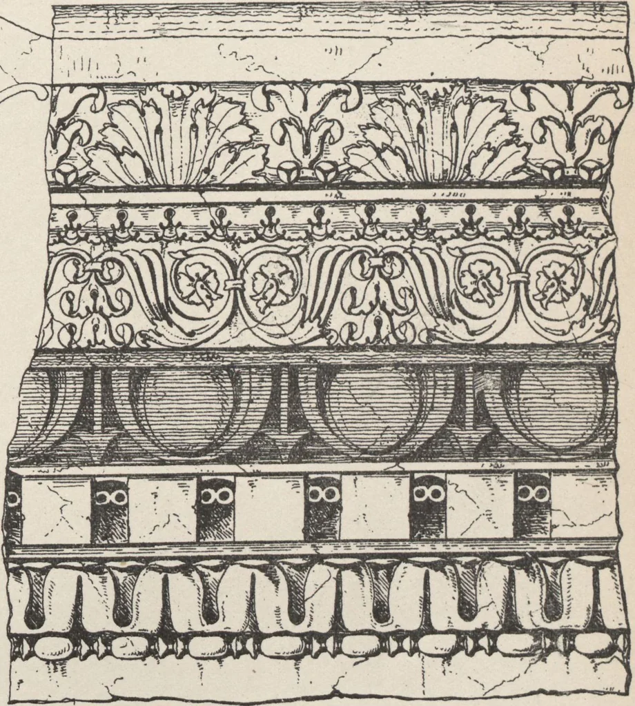 An illustration from Etchings, representing the best examples of ancient ornamental architecture : drawn from the originals in Rome, and other parts of Italy, during the years 1794, 1795 and 1796. by Charles Heathcote Tatham, architect facsimile reproduction by photo-lithography, 1890, leaf 67