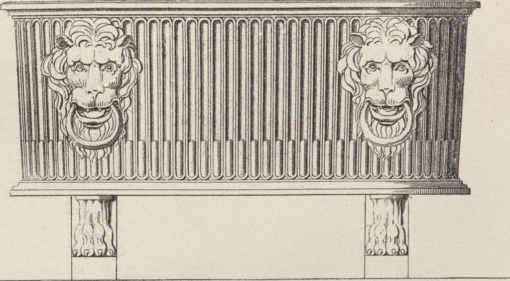 An illustration from Etchings, representing the best examples of ancient ornamental architecture : drawn from the originals in Rome, and other parts of Italy, during the years 1794, 1795 and 1796. by Charles Heathcote Tatham, architect facsimile reproduction by photo-lithography, 1890, leaf 69