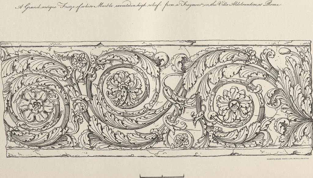 An illustration from Etchings, representing the best examples of ancient ornamental architecture : drawn from the originals in Rome, and other parts of Italy, during the years 1794, 1795 and 1796. by Charles Heathcote Tatham, architect facsimile reproduction by photo-lithography, 1890, leaf 79