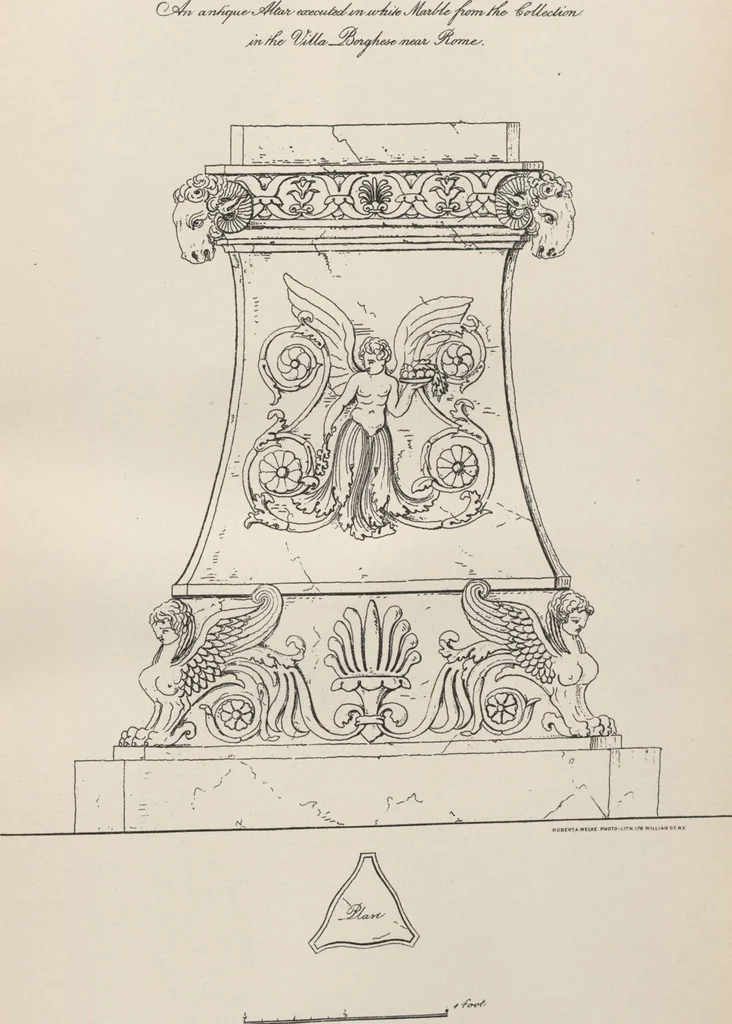 An illustration from Etchings, representing the best examples of ancient ornamental architecture : drawn from the originals in Rome, and other parts of Italy, during the years 1794, 1795 and 1796. by Charles Heathcote Tatham, architect facsimile reproduction by photo-lithography, 1890, leaf 83