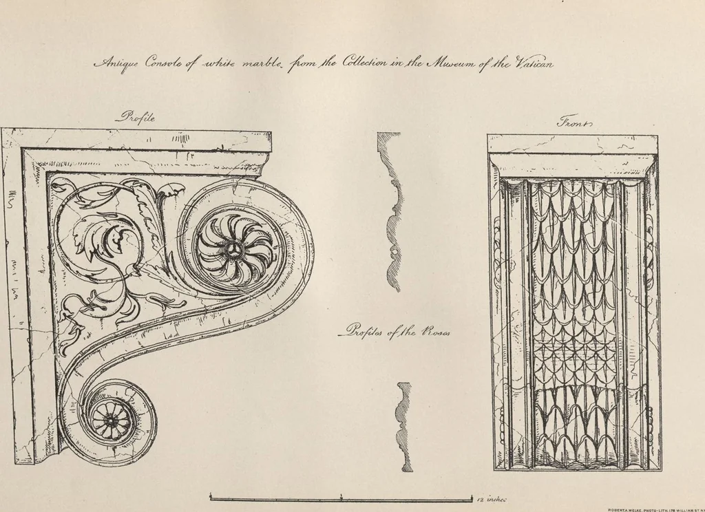 An illustration from Etchings, representing the best examples of ancient ornamental architecture : drawn from the originals in Rome, and other parts of Italy, during the years 1794, 1795 and 1796. by Charles Heathcote Tatham, architect facsimile reproduction by photo-lithography, 1890, leaf 88