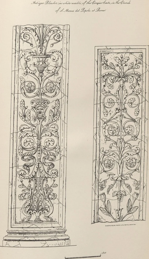 An illustration from Etchings, representing the best examples of ancient ornamental architecture : drawn from the originals in Rome, and other parts of Italy, during the years 1794, 1795 and 1796. by Charles Heathcote Tatham, architect facsimile reproduction by photo-lithography, 1890, leaf 89