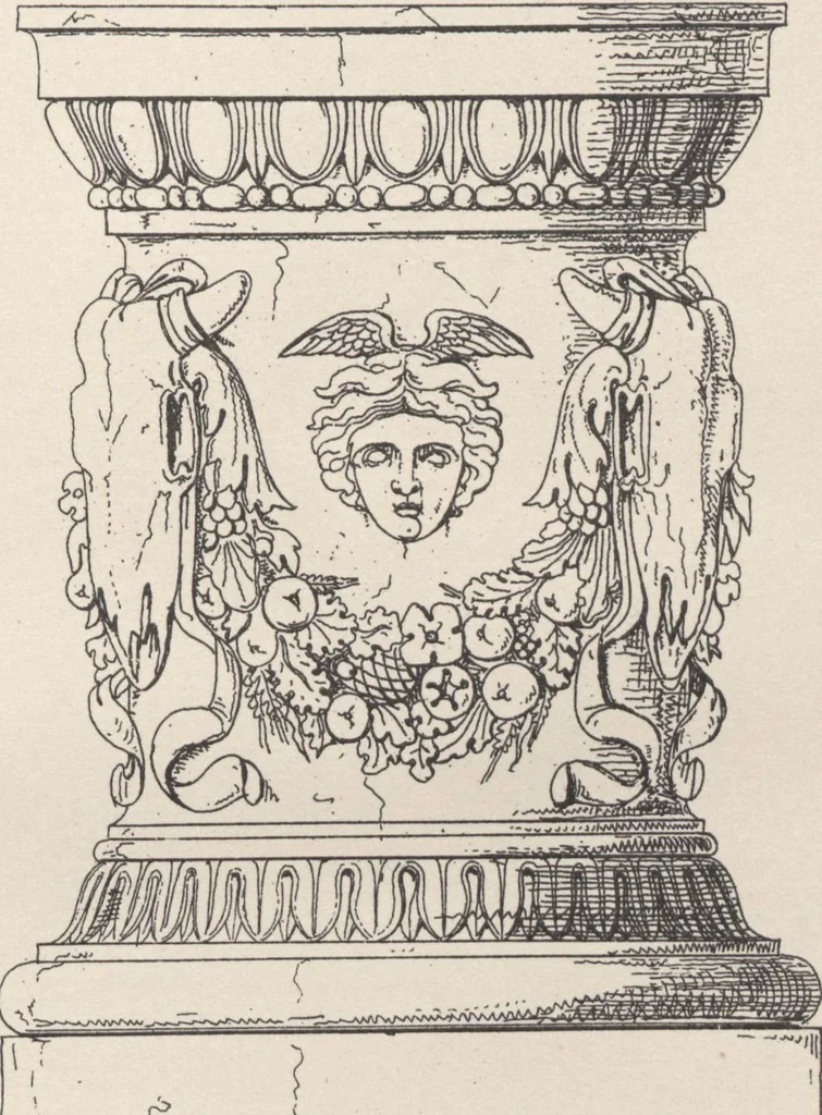An illustration from Etchings, representing the best examples of ancient ornamental architecture : drawn from the originals in Rome, and other parts of Italy, during the years 1794, 1795 and 1796. by Charles Heathcote Tatham, architect facsimile reproduction by photo-lithography, 1890, leaf 97