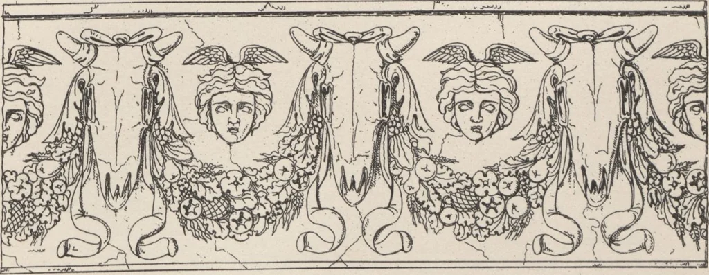 An illustration from Etchings, representing the best examples of ancient ornamental architecture : drawn from the originals in Rome, and other parts of Italy, during the years 1794, 1795 and 1796. by Charles Heathcote Tatham, architect facsimile reproduction by photo-lithography, 1890, leaf 97