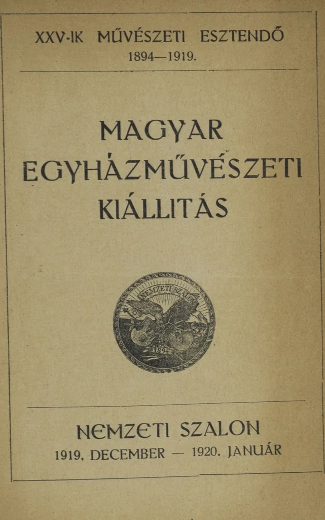 An illustration from Magyar egyhazmuveszeti kiallitas : [Alberth Ferenc, Angyalffy Erzsébet, Balló Ede ... et al.] / [essay, Déry Béla], 1919, leaf 1