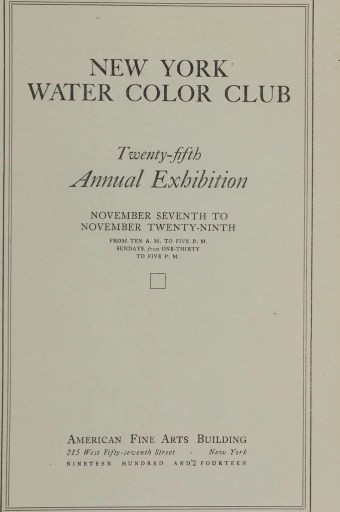 An illustration from New York Water Color Club : twenty-fifth annual exhibition, November 7th to November 29th, 1914, leaf 2