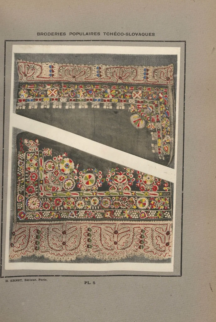 An illustration from Czecho-slovak peasant art ... : peasant embroideries, lace and wall decorations, 1921, leaf 10