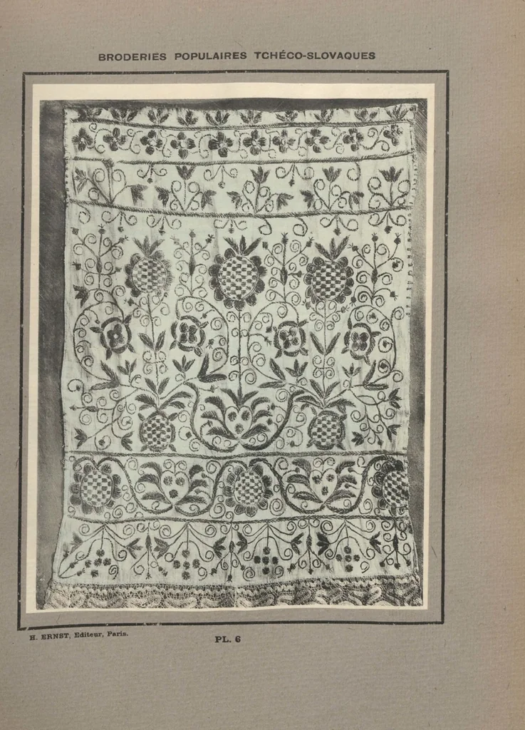 An illustration from Czecho-slovak peasant art ... : peasant embroideries, lace and wall decorations, 1921, leaf 11