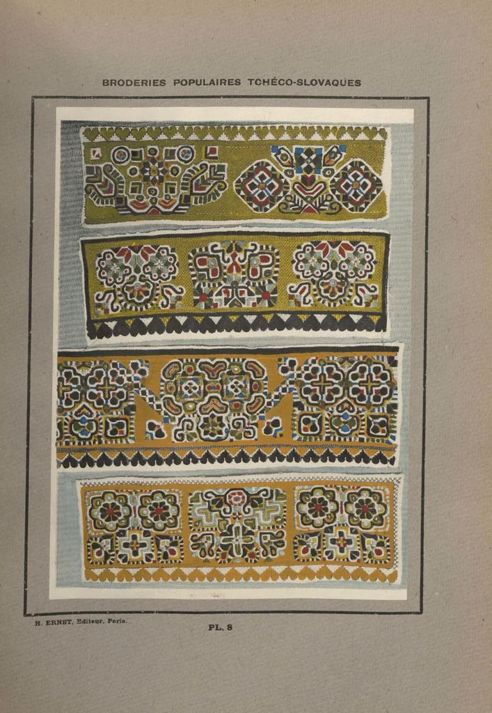 An illustration from Czecho-slovak peasant art ... : peasant embroideries, lace and wall decorations, 1921, leaf 13